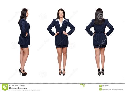 Businesswoman Front Side Back View Isolated Stock Photo Image Of
