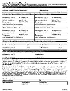 Bank, issuing and servicing credit card programs for over 1,300. Business Card Employee Form Elan - Fill Online, Printable, Fillable, Blank | PDFfiller