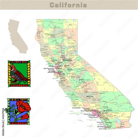 USA states series California Political map ilustração do Stock
