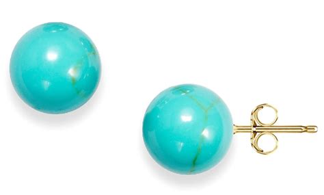 Turquoise Ball Studs In K Gold Groupon Goods