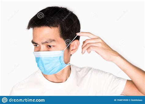 Asian Man Wearing Face Mask For Protect Corona Virus And Air Pollution