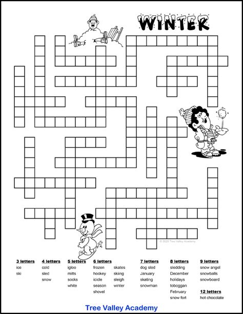 Printable Winter Puzzles For Kids Word Puzzles For Kids Fill In