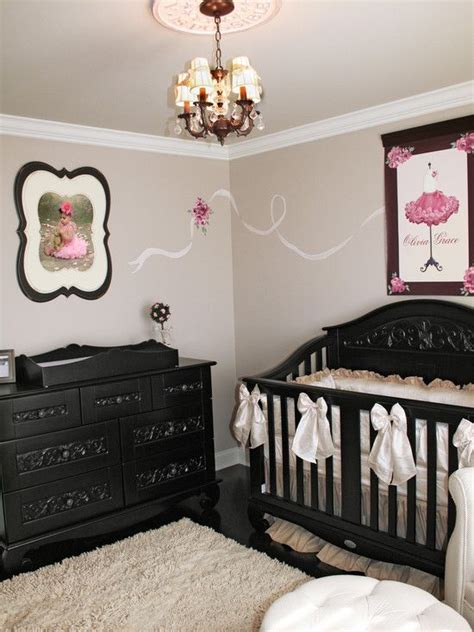 Kids Pink Black And White Baby Nursery Design Pictures Remodel Decor