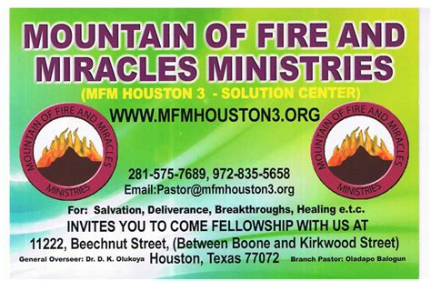 Mountain Of Fire And Miracles Ministries Mfm Houston 3 Houston Tx