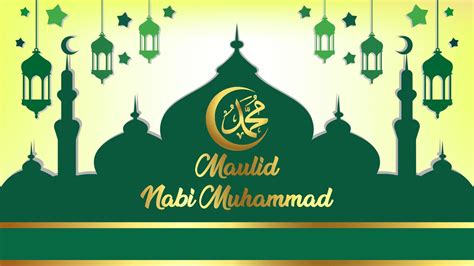 Maulid Nabi Muhammad Islamic Background Green 11365330 Vector Art At