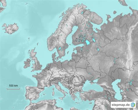 StepMap Stumme Reliefkarte Europa Landkarte für Deutschland