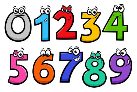Basic Numbers Cartoon Characters Set Vector Premium Download