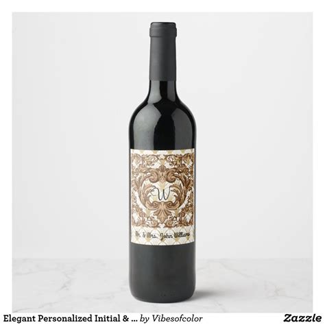 Elegant Personalized Initial Name Wine Label Wine Bottle Labels Wine