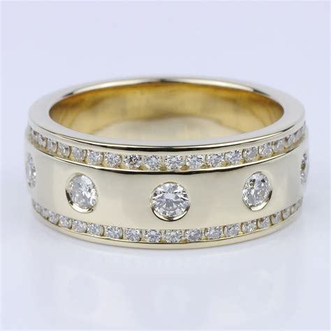 Custom Diamond Wedding Band In 14k Yellow Gold 