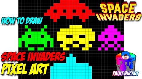 How To Draw Space Invaders Pixel Art 8 Bit Arcade Game Art Youtube