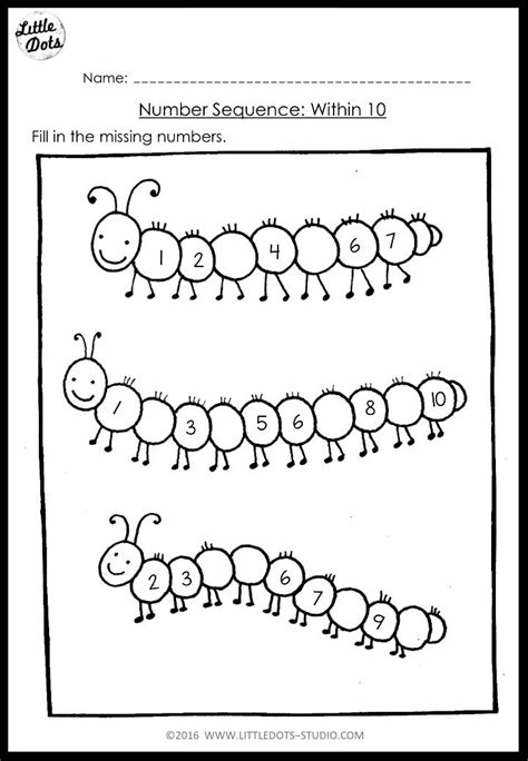 kindergarten math number sequence worksheets and activities