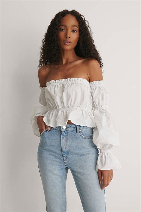 Sanne De Kramer X Na Kd Off Shoulder Blouse White Modesens