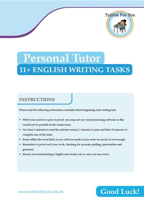 11plus English Creative Writing Task Book Tuition For You