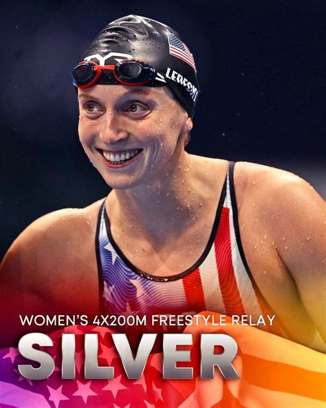 Katie Ledecky Team Usa Swimming Silver Medal In Womens 4x200m