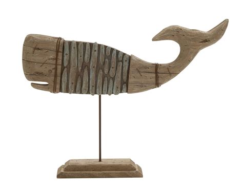Wood Polystone Metal Whale Stand Sculpture Wooden Whale Wood Whale