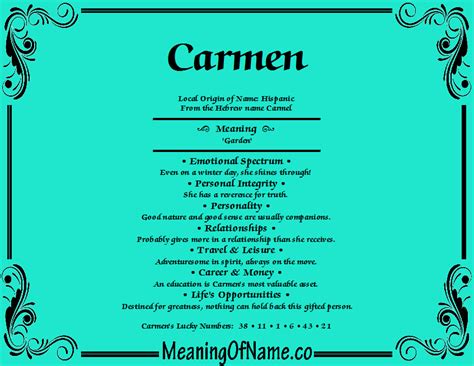 Carmen Meaning Of Name