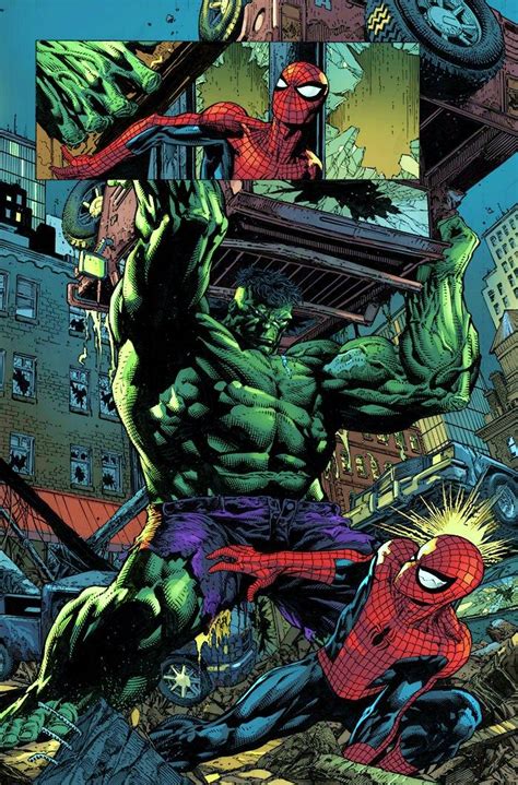 The Incredible Hulk V The Amazing Spider Man Art By David Finch