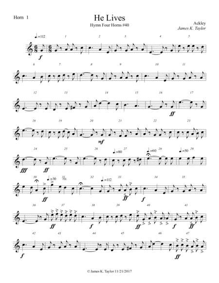 He Lives Hymn Four Horns 40 By Ackley Digital Sheet Music For