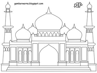 Mewarnai Gambar Masjid | Belajar Mewarnai Gambar