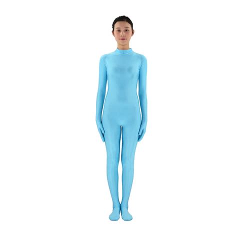 Full Body Long Sleeve Round Collar Unitard Lycra Bodysuit Nylon Custom