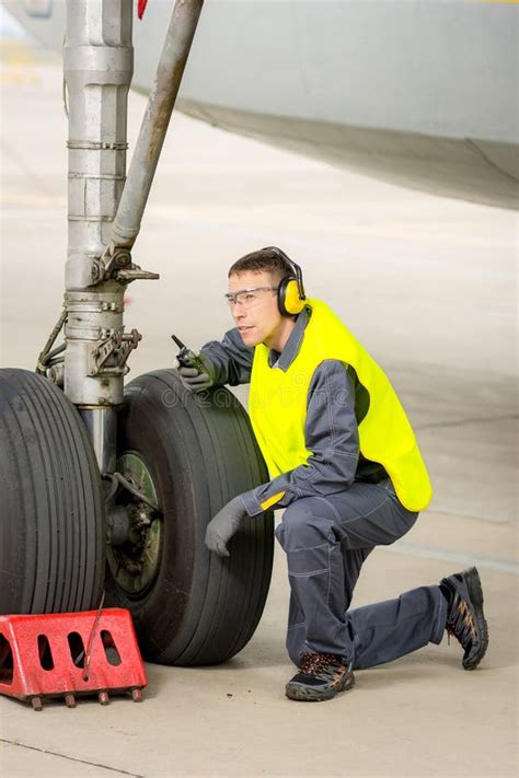 Airport Worker Mechanic Stock Photo Image Of Check Aviation 98415152