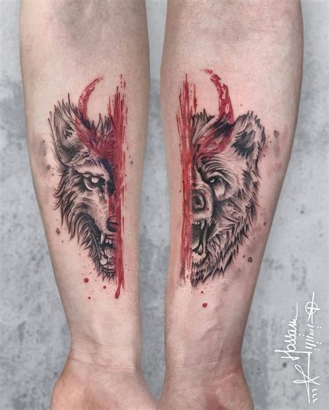 Colorful Abstract Wolf Tattoo