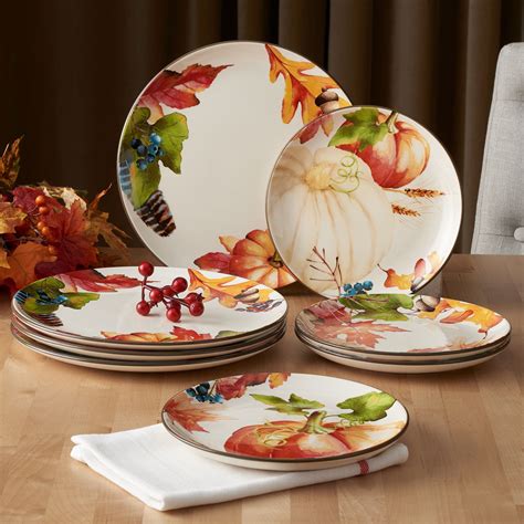 Better Homes And Gardens 4 Piece Autumn Botanical Dinner Plate Set
