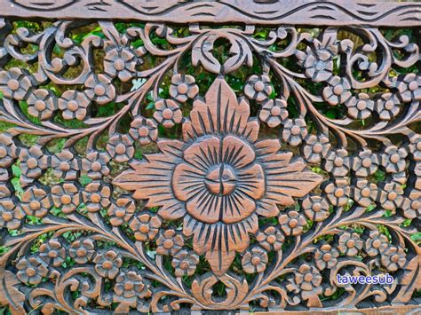 Wood Carving Wall Decor Flower Pattern Beautiful Art Etsy