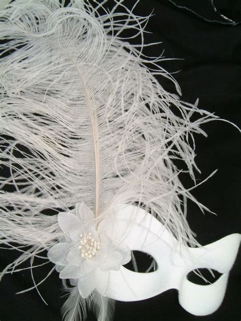 Burlesque Style White Feather Mask Feather Mask Style White Mask