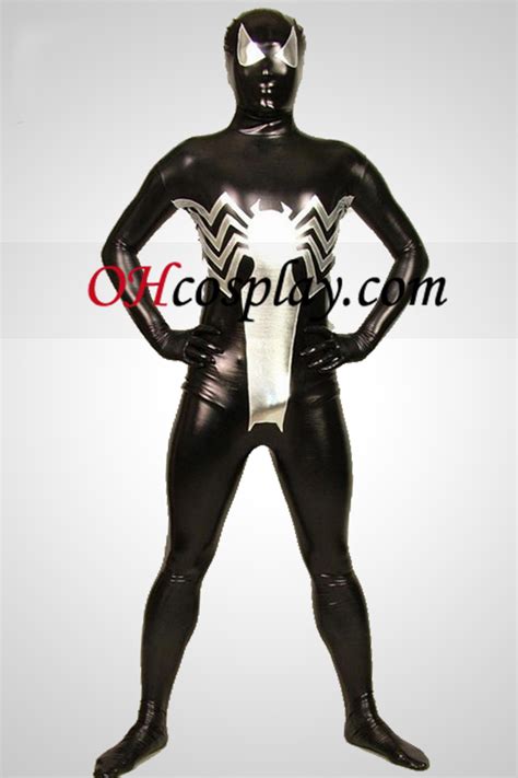 Black Big Spiderman Full Body Shiny Metallic Zentai Suit Zt01591