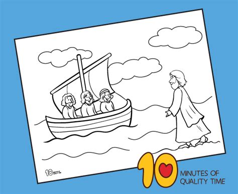 Jesus Walks On Water Coloring Page 10 Minutes Of Quality Time