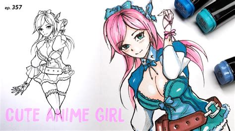 How To Draw Cute Anime Girl Manga Style Sketching Anime Character Ep 357 Youtube