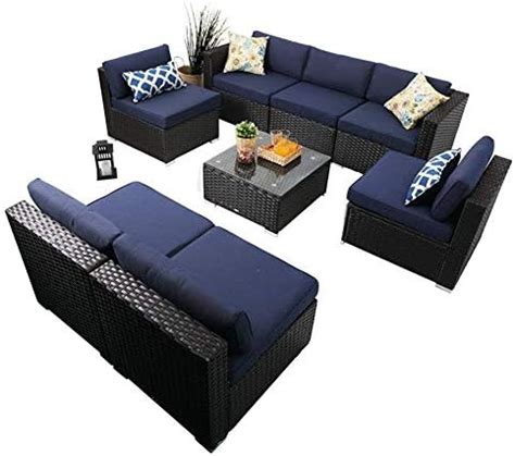 PHI Villa Patio Furniture Set Outdoor Wicker Sectional Sofa Low Back