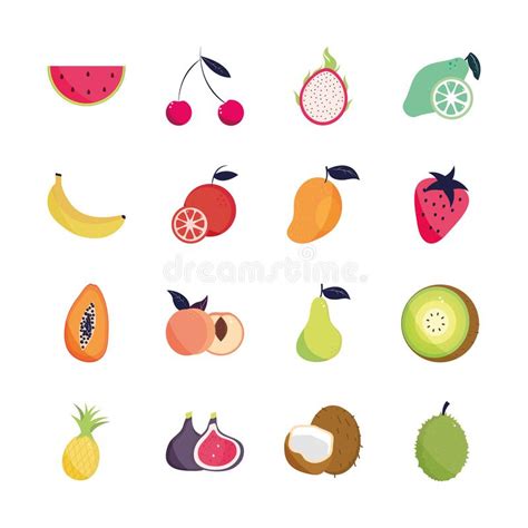 Tropical Fruits Set Stock Vector Illustration Of Juicy 214760283