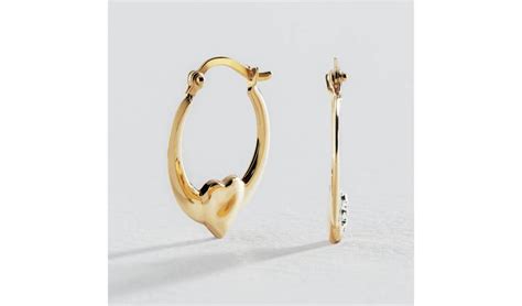 Buy Revere 9ct Gold Reversible Crystal Heart Creole Earrings Womens