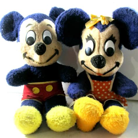 Walt Disney Mickey Minnie Mouse Vintage Antique 1960s Plush Doll Rare
