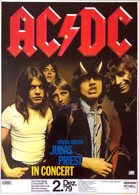 Acdc Judas Priest 1979 Nuremberg Germany Concert Poster With Bon