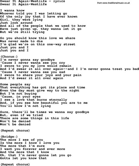 Love Song Lyrics Forswear It Again Westlife