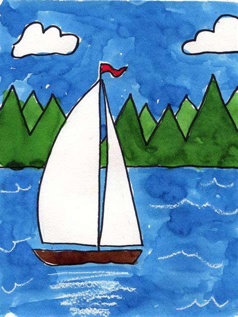 Sailboat On A Lake · Art Projects For Kids