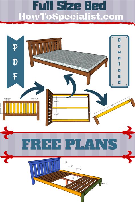 2x4 Full Size Bed Plans Howtospecialist How To Build Step By Step