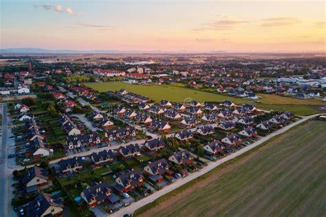 Suburban Neighborhood In Europe City Aerial View Stock Image Image
