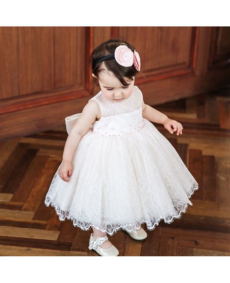 Ivory Lace Princess Flower Girl Dress Toddler Kids Pageant