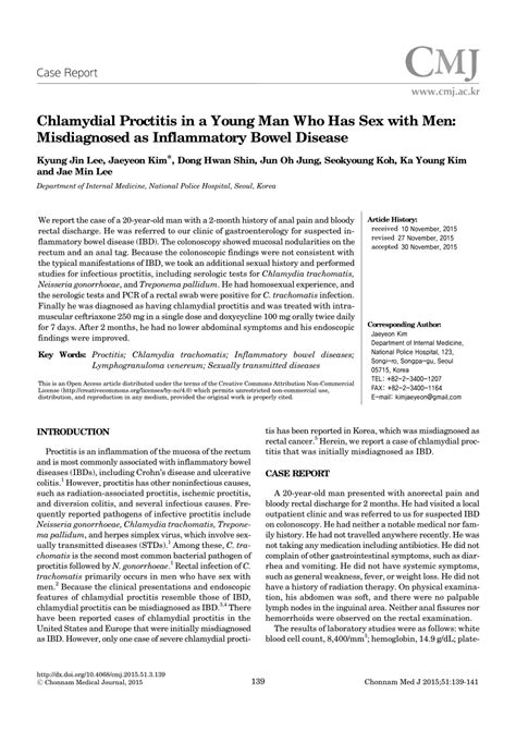Pdf Chlamydial Proctitis In A Young Man Who Has Sex With Men Misdiagnosed As Inflammatory