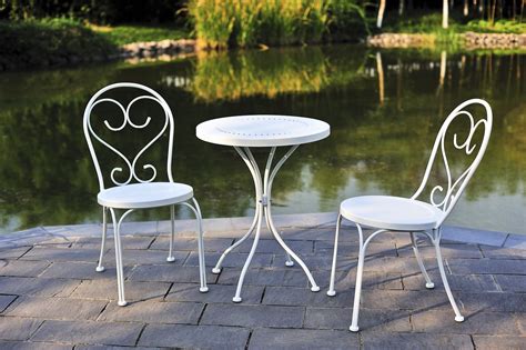 Mainstays 3 Piece Small Space Scroll Outdoor Bistro Set White