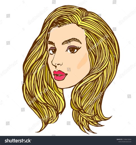 Beautiful Woman Face Long Blonde Hair Stock Vector Royalty Free 1246415044 Shutterstock