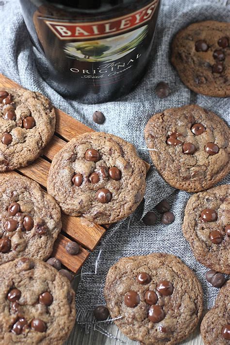 Cookies are typically made with flour, egg, sugar, and some type of shortening such as butter or cooking oil, and baked into a small, flat shape. Bailey's Irish Cream Chocolate Chip Cookies | Mind Over Batter