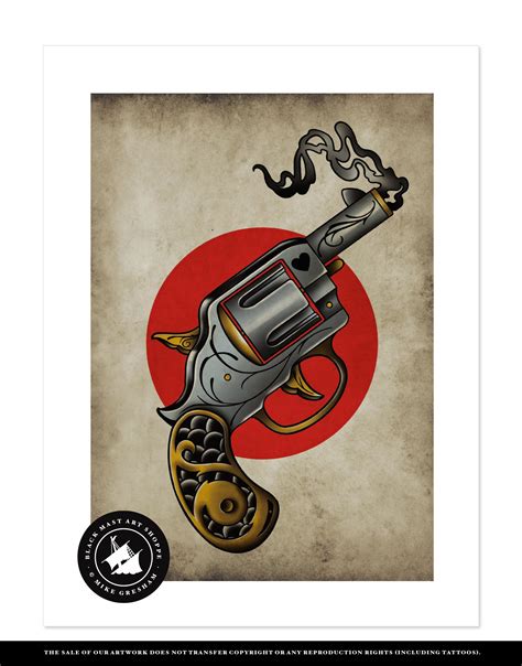 Traditional Gun Tattoo