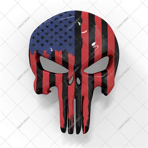 Punisher Skull Design 3d Design American Flag Pattern Digital Design
