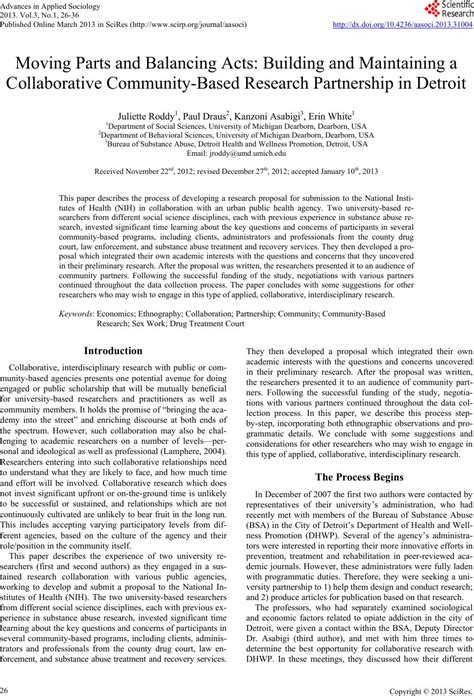 An abstract of a social science or scientific work may contain the scope, purpose, results, and abstracts present the essential elements of a longer work in a short and powerful statement. Moving Parts and Balancing Acts: Building and Maintaining ...