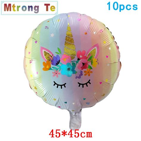 10 Pcs 18 Inch Round Unicorn Helium Balloons Inflatable Air Balloons